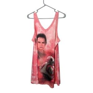 Star Wars Coral Pink Rey BB-8 Sleepwear Graphic Chemise Nightgown Lace Trim XL